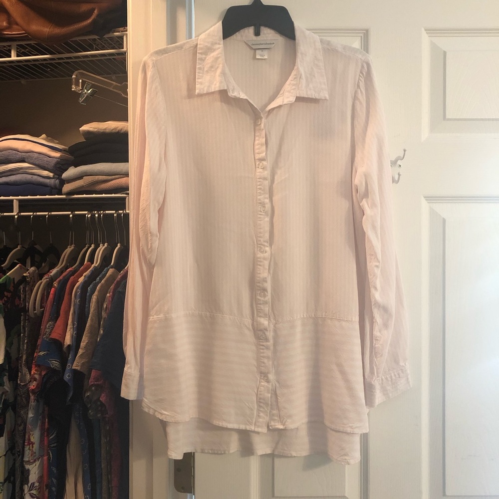 Christopher & Banks Pink Striped Button Down EUC